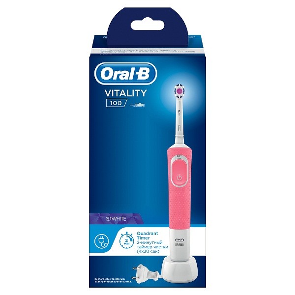 Oral-B D100 Elektrik Diş Fırçası 3D White, Çəhrayı