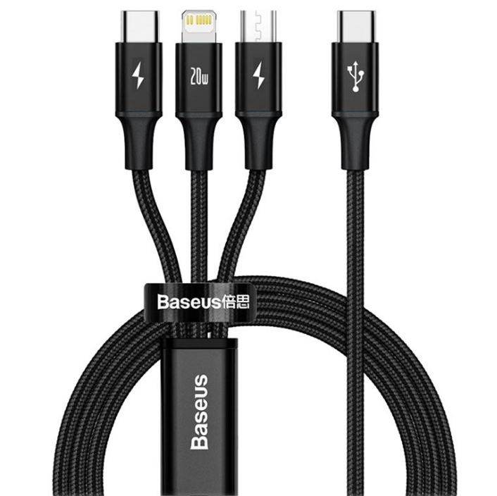 Baseus TYPE-C↔C+IP+C Kabel 1.5M RAPID Black