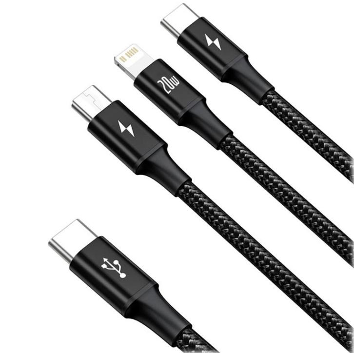 Baseus TYPE-C↔C+IP+C Kabel 1.5M RAPID Black