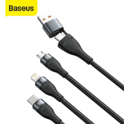 Baseus USB A/C↔M+IP+C Kabel 1.2M FLASH Gray