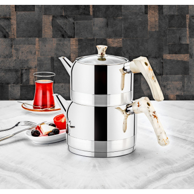 Evimsaray Doga marble böyük çaydan dəsti (1093)