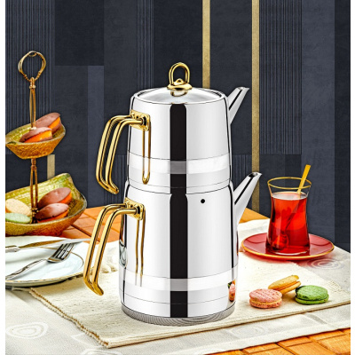 Evimsaray Selen orta gold çaydan dəsti (1155)