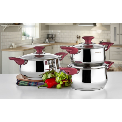 Evimsaray Rüya qazan dəsti 6 ədəd qırmızı (1171)