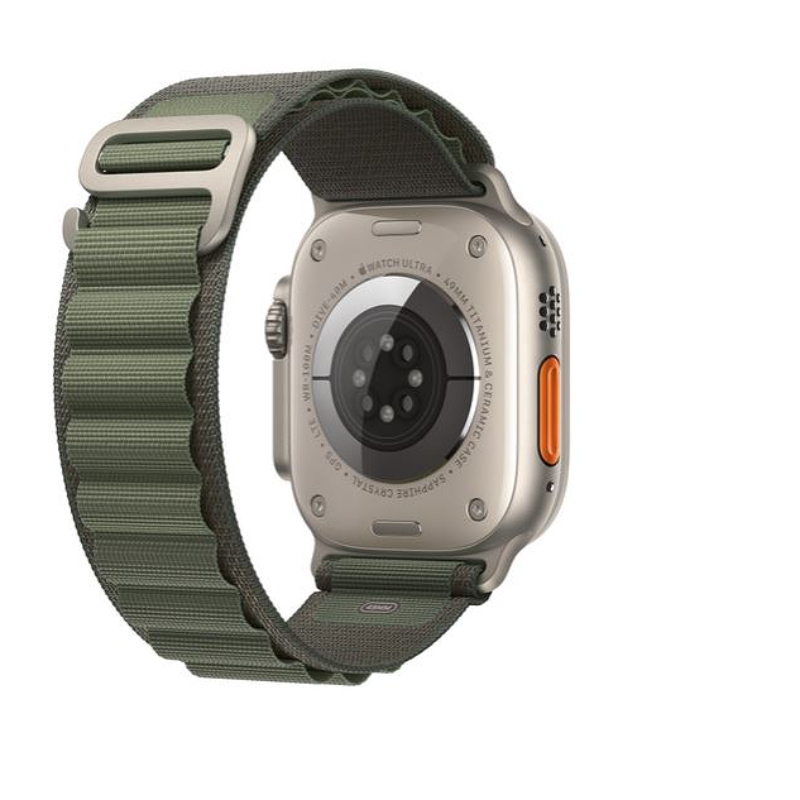Apple Watch Ultra 49mm Titanium Case, Green Alpine Loop Band (M Size) +Cellular (MQFN3GK/A)