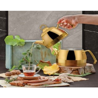 Evimsaray çaydan dəsti Venus Titanium boyuk gold (2223)