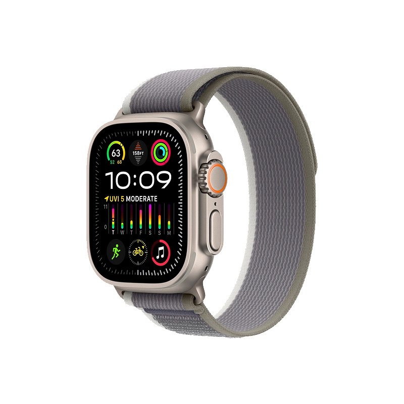 Apple Watch Ultra 2 49mm Titanium Case, Green / Gray Trial Loop Band+Cellular MRF33RB/A