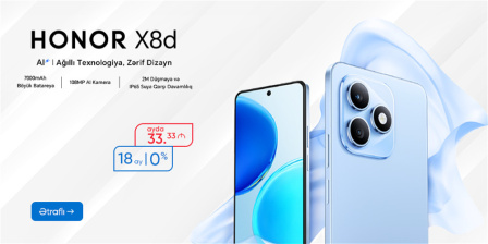 HONOR X8d ayda cəmi 33.33 AZN!