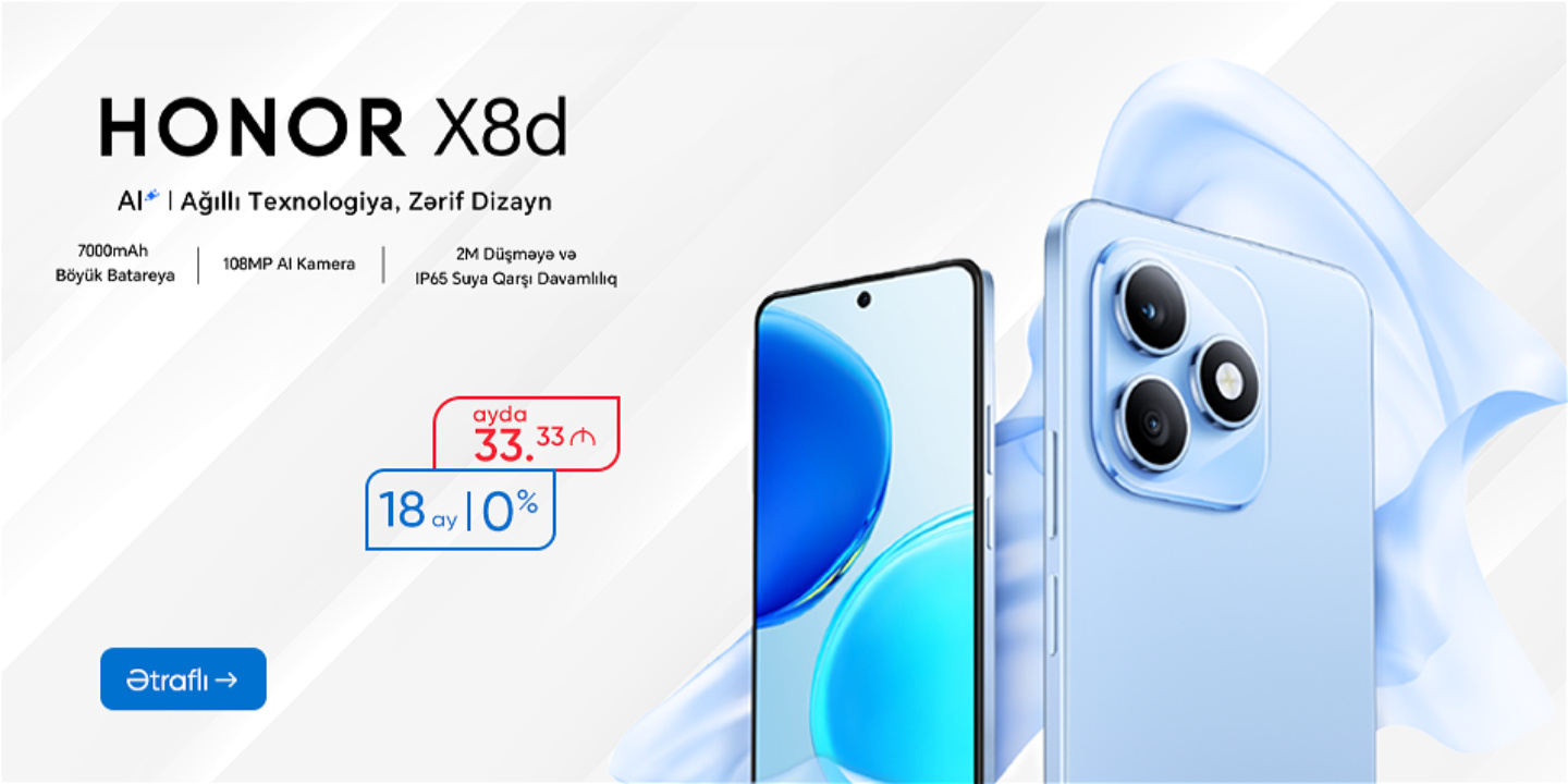 HONOR X8d ayda cəmi 33.33 AZN!