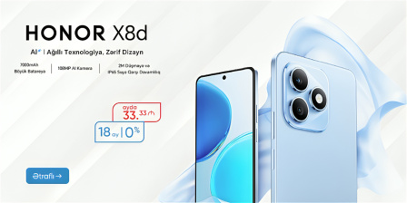 HONOR X8d ayda cəmi 33.33 AZN!