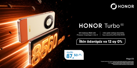 HONOR TURBO AYDA CƏMİ 87,50 AZN!