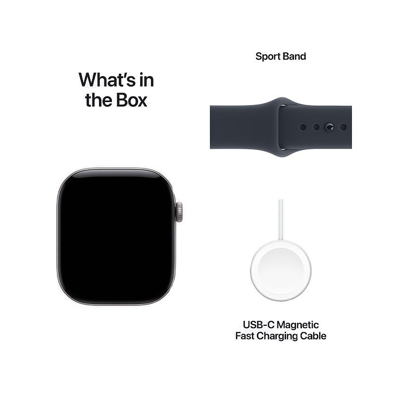 Apple Watch Series 12 GPS 42mm Black Aluminium Case with Black Sport Band