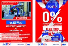 TEZLİKLƏ! SOLİTON XAÇMAZ MAĞAZASININ 1 YAŞI MÜNASİBƏTİ İLƏ FAİZSİZ KREDİT VƏ ENDİRİM KAMPANİYASI!